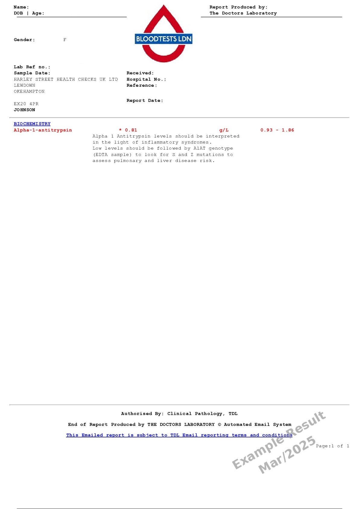 Alpha 1 Antitrypsin Blood Test In London - Order Online Today