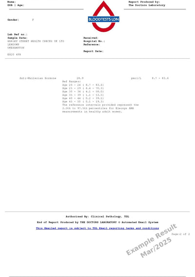 AMH Antimullerian Hormone Blood Test In London