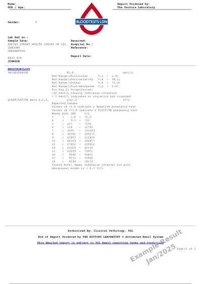 Full London Pregnancy Profile - Beta HcG + Progesterone