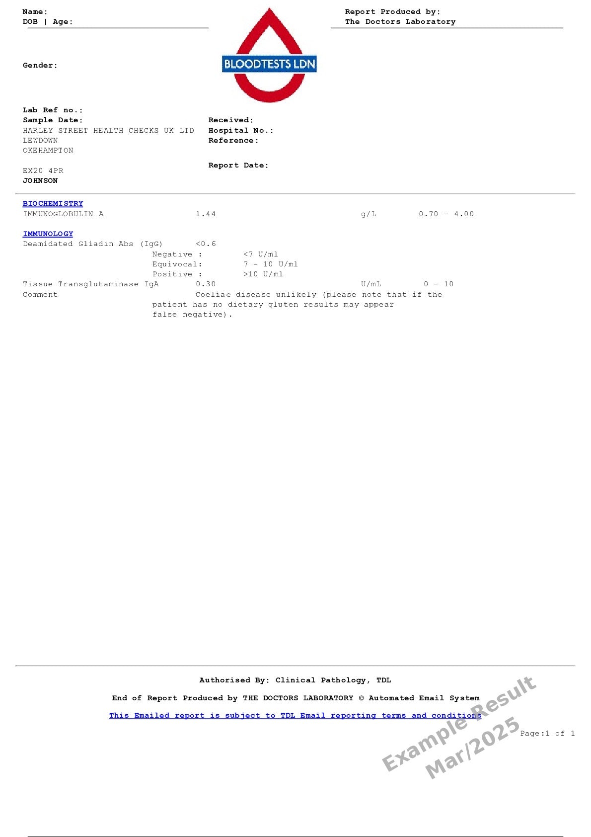 Gluten Sensitivity Blood Test Profile In London - Order Online
