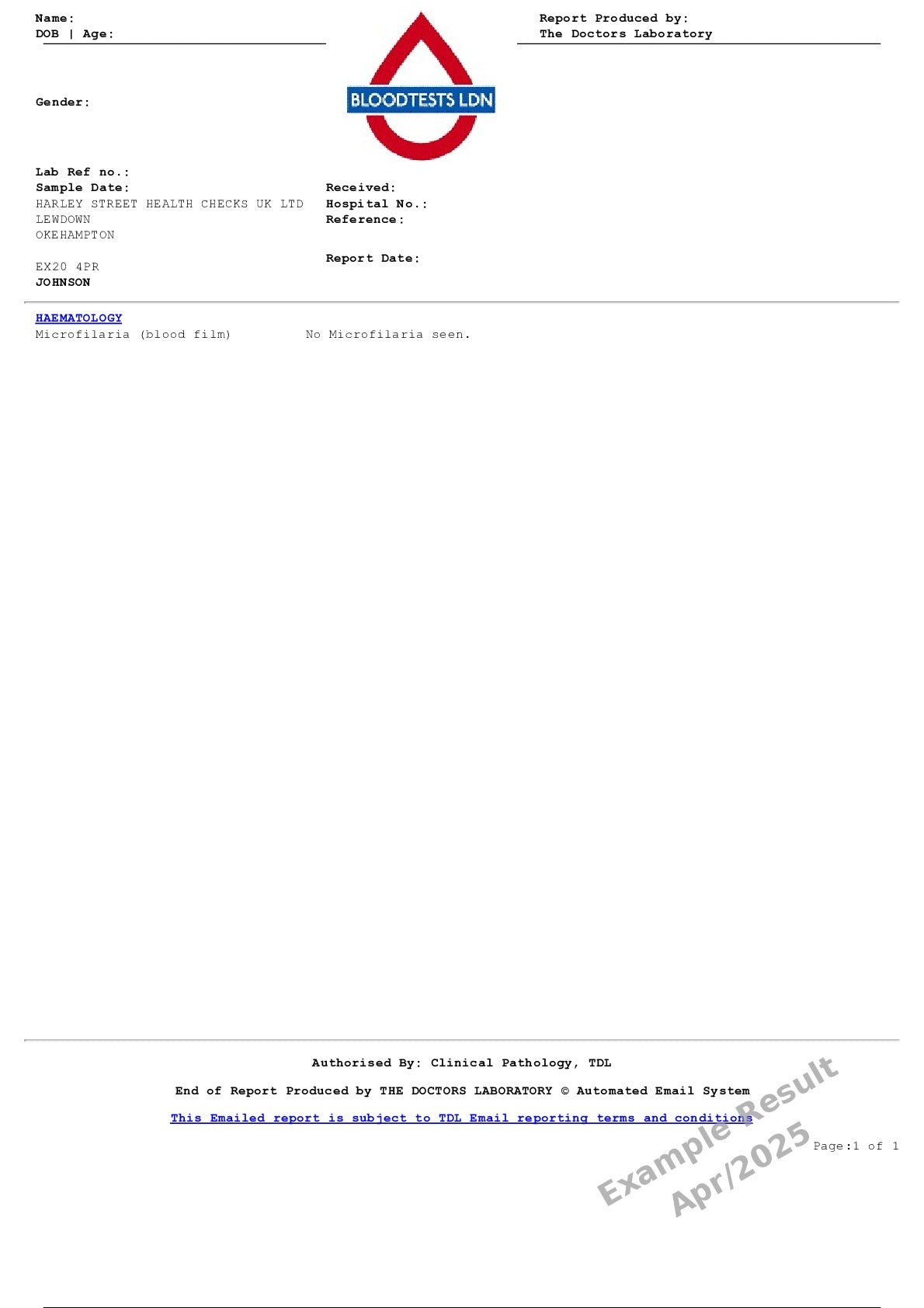 Microfilaria Blood Film In London - Order Online - Attend