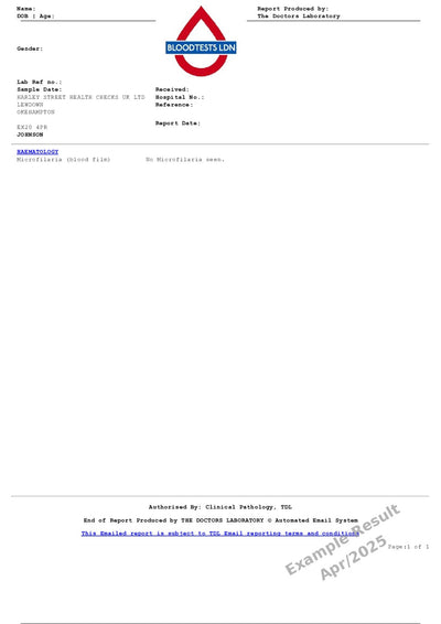 Microfilaria Blood Film In London - Order Online - Attend
