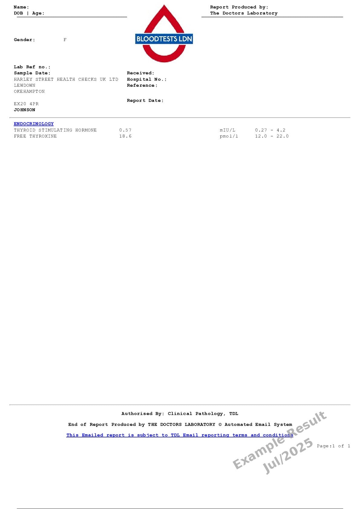 Basic Thyroid Blood Test Profile In London - Order Online