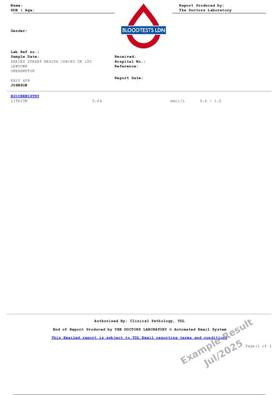 Lithium Levels Blood Test In London - Order Online - Attend