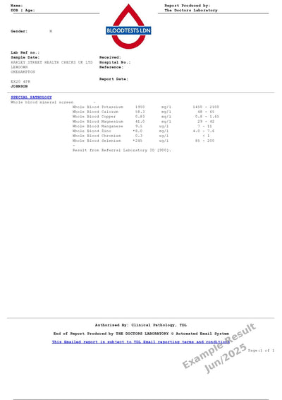 Mineral Screen Whole Blood Profile In London - Order Online