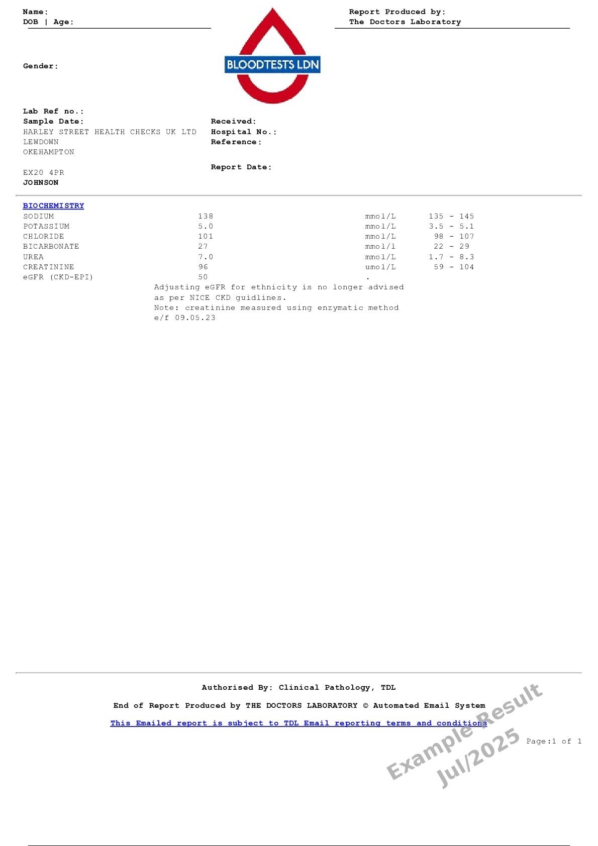 Urea and Electrolytes Blood Test Profile In London