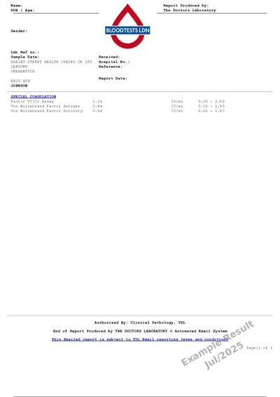 Von Willibrand Profile Test In London - Order Online - Attend