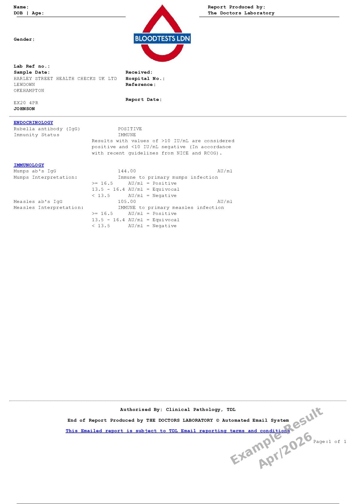 Mmr Sample Measles- Mumps- Rubella MMR Blood Test Profile In London – Blood Tests ...