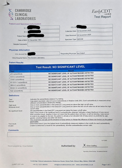 EarlyCDT®-Lung Blood Test In London - Order Online - Attend