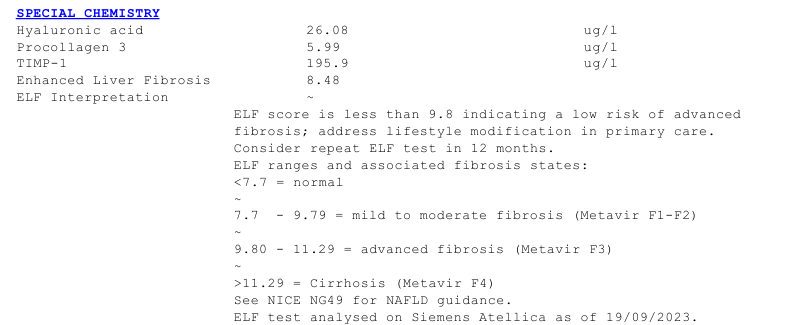 Enhanced Liver Fibrosis Blood Test ELF In London